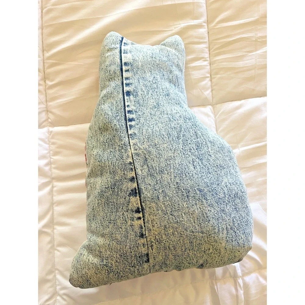 Vintage Quilt Cutter Cat Stuffed Animal Pillow Quilted Scrap Fabrics Cottagecore - Picture 15 of 16